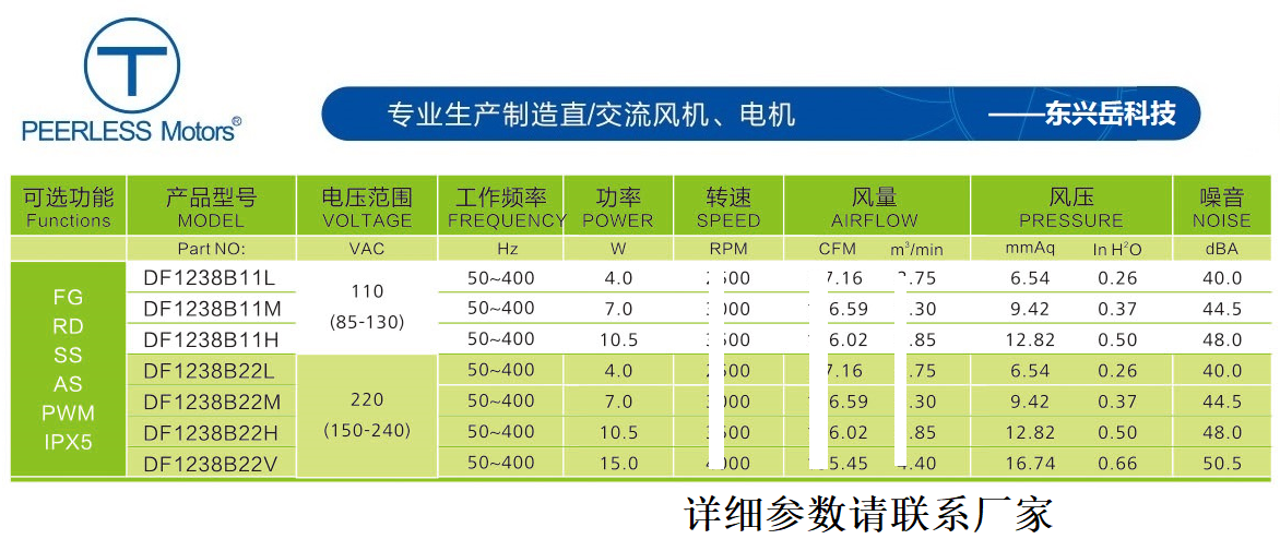 1238EC交流风扇参数