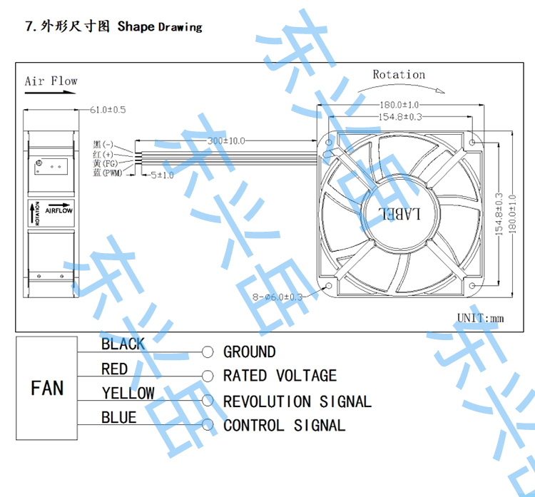18060直流散热风机尺寸